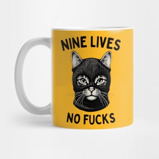 Nine Lives No Cares - Bold Feline Statement Mug